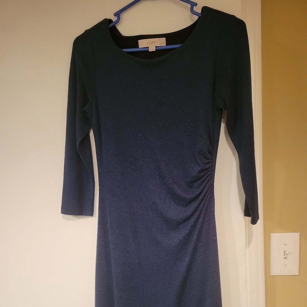 Loft XS Petite teal colored sweater dress